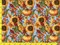 Fall Autumn Thanksgiving Pumpkins and Sunflowers on Light Blue 100% Cotton Fabric